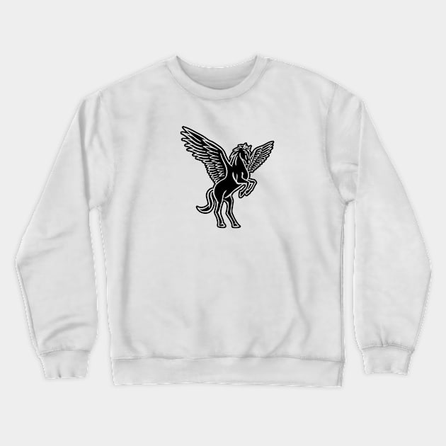 Black Pegasus Drawing Crewneck Sweatshirt by shaldesign